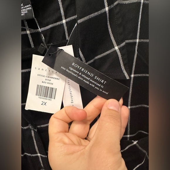 NWT SANCTUARY  Boyfriend Plaid Collared Metallic Cuffed Button Up Casual ,2X - Picture 8 of 9
